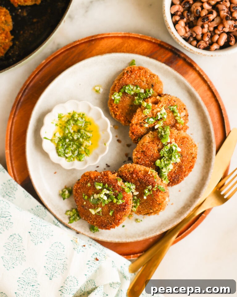 Black-eyed pea fritters on a plate.