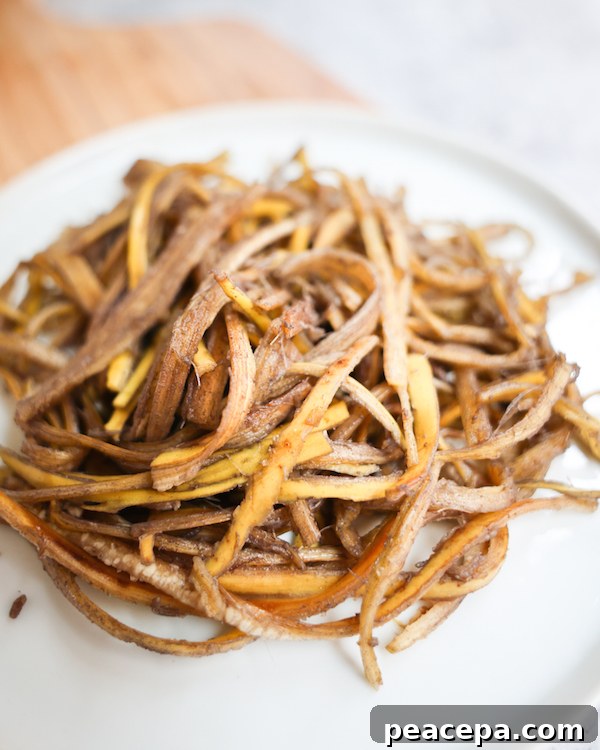 Shredded banana peels