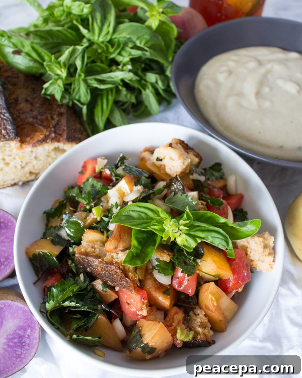 Monticello Peach Panzanella and Potato Bisque.