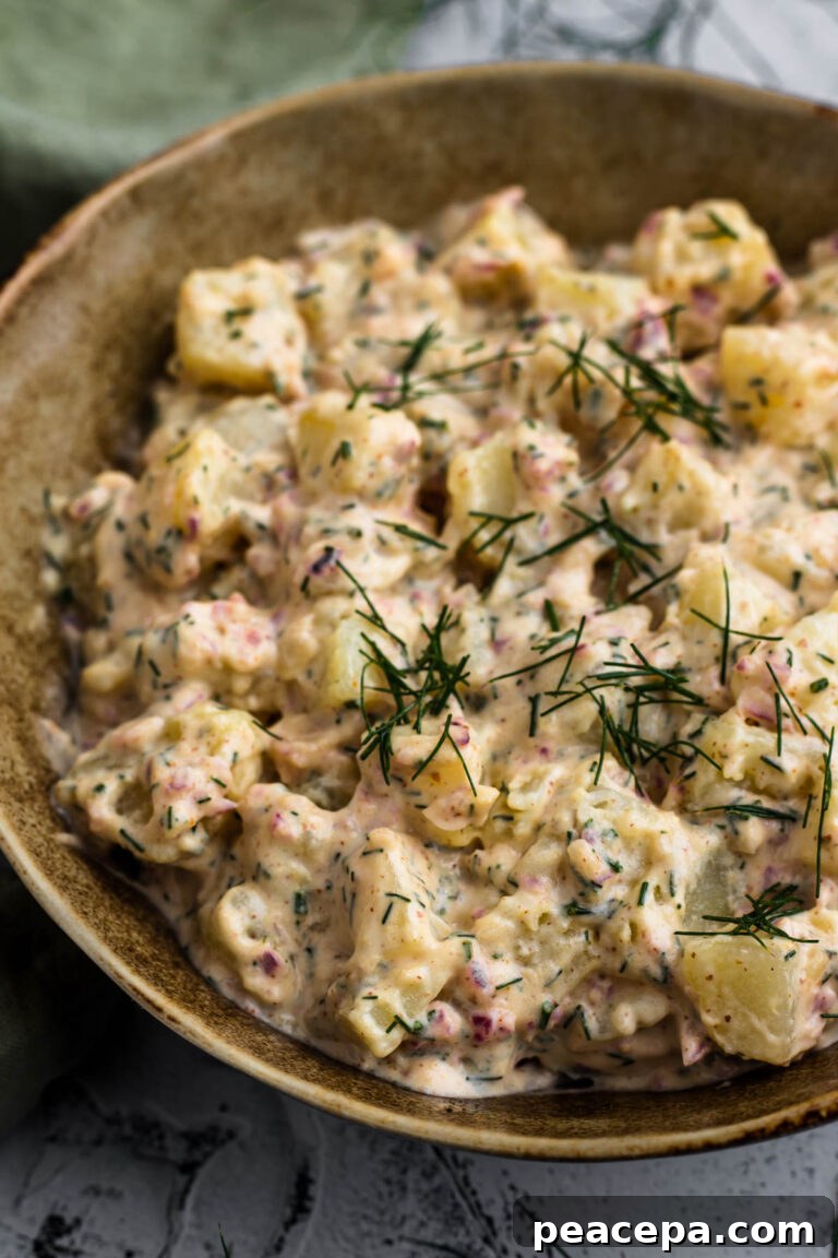 closeup of Vegan potato salad