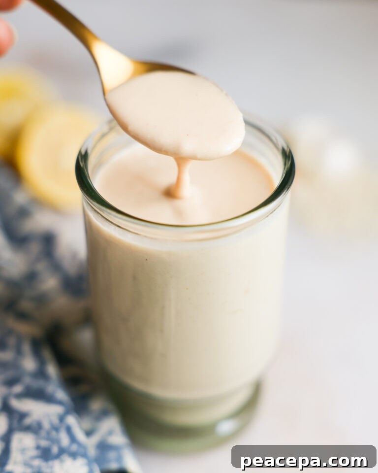 spoonful of tahini sauce