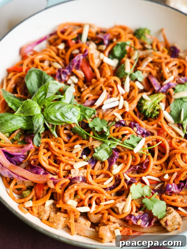 close up sweet potato noodles