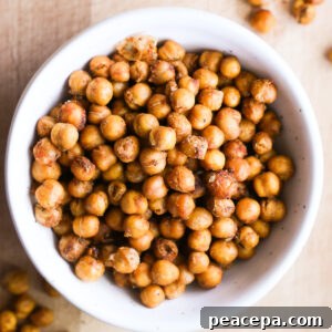 A bowl of crispy roasted chickpeas.