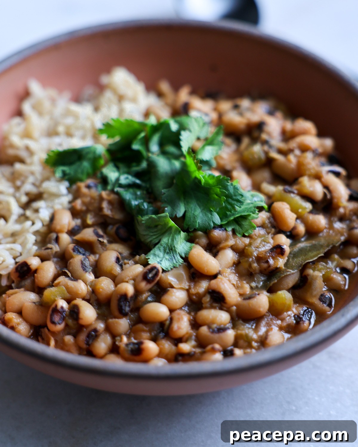 Vegan Black Eyed Peas in a bowl. 