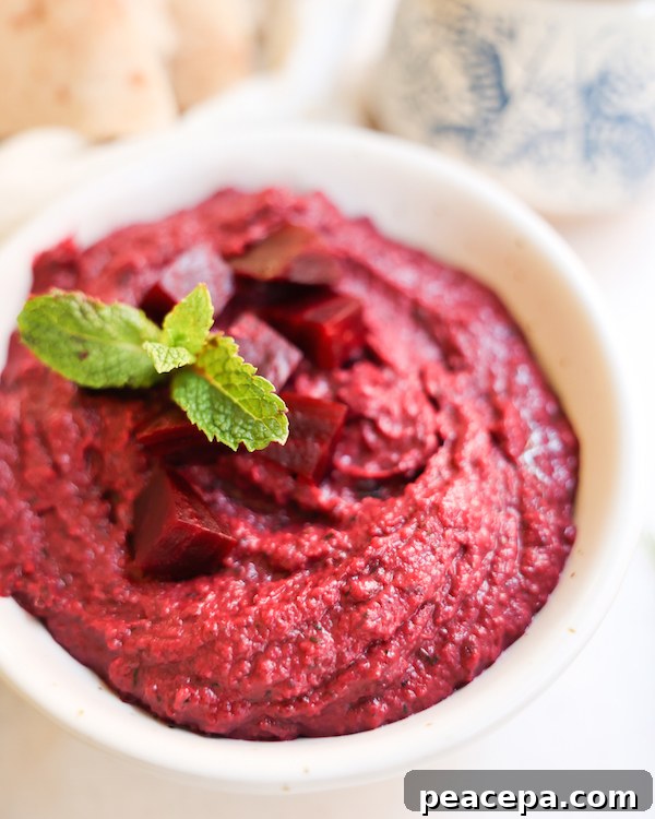Bowl of Beet Black Bean Dip.