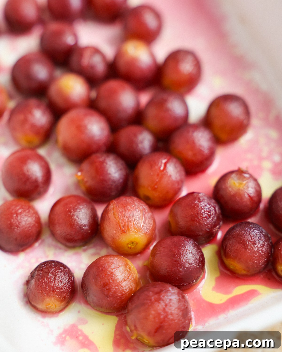 close up of roasted grapes