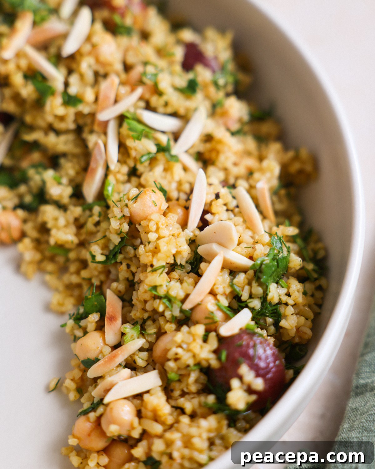 close up of bulgur salad