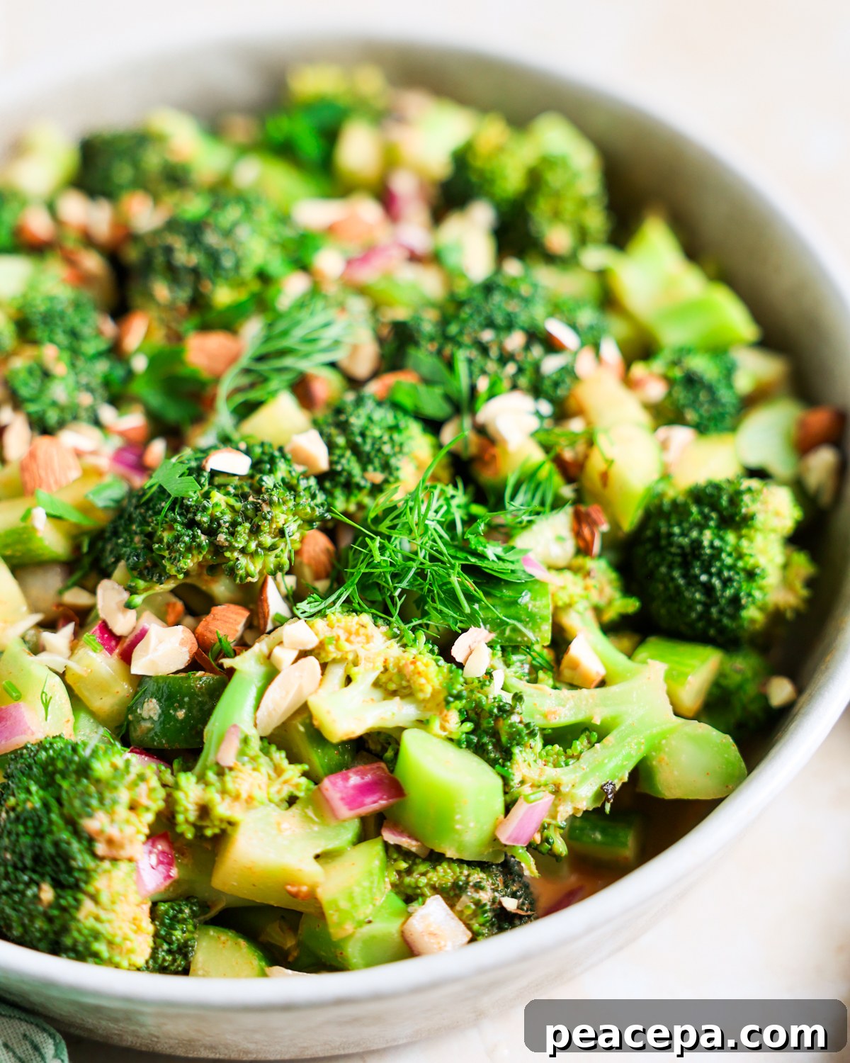 Broccoli salad in a bowl