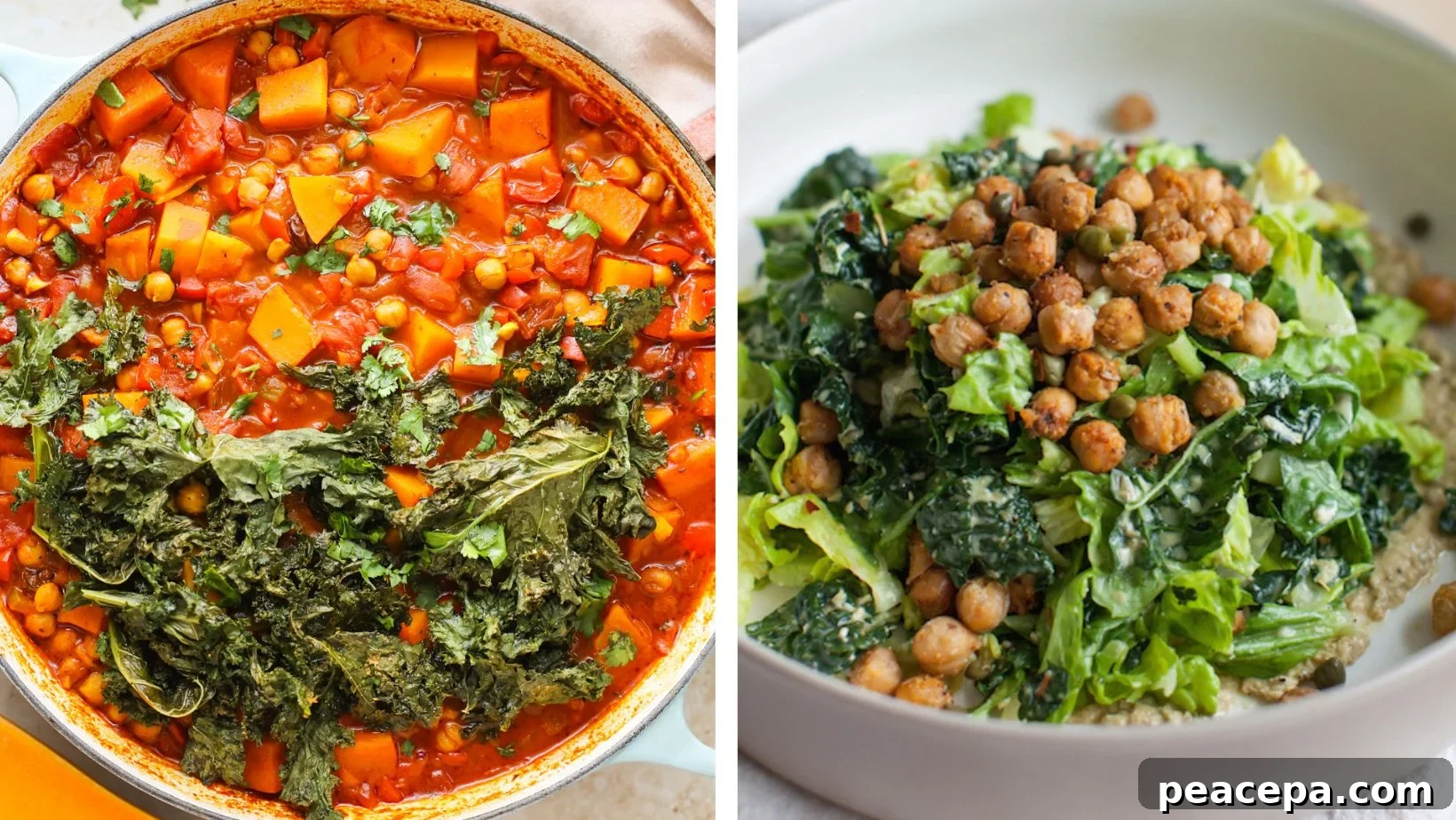 A chickpea tagine and caesar salad. 